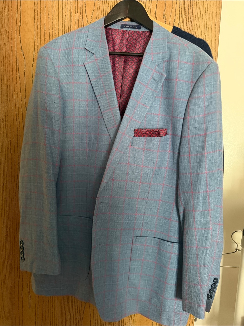Alan Flusser Light Blue Blazer with Pink Windowpane